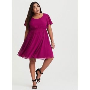 Torrid Berry (purple) Flutter Chiffon Dress Womens 2X